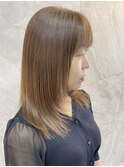大人可愛いモテ髪ハニーブラウン小顔カットセクションカラー