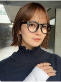切りっぱなし　レイヤーボブ　外ハネ　ナチュラルブラウン　