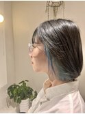 ブルーインナーカラー+ボブ