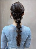 ヘアアレンジローポニーお呼ばれヘアヘアセットワイドバング