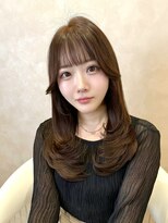 髪質改善縮毛矯正レイヤーカット顔周り前髪韓国ミニウルフ/銀座
