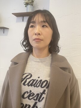 ハーティーモトヤワタ(hearty MOTOYAWATA) コテで巻いたような外はねボブパーマ