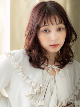 カバーヘアアンドスパ ブリス 浦和(COVER HAIR&SPA bliss) ピンクメッシュブリーチなしくびれレイヤーミディアム20代30代X