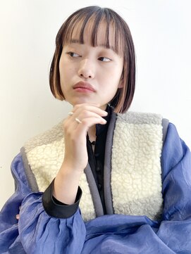 アルバム 銀座(ALBUM GINZA) インナーボブ_かきあげロングマロンベージュAラインボブー_38511