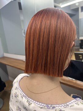 シカ 神戸三宮元町店(Cica) オレンジ 切りっぱなし ボブ ブリーチ 髪質改善 ショート 三宮