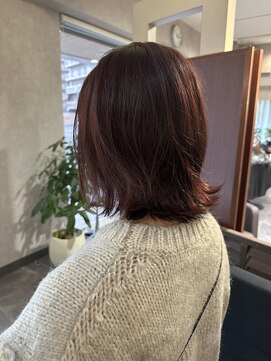 ブルー(blue) 外ハネボブ　ピンクカラー