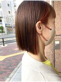 ◎インナーカラー・ビビットオレンジ×ストレートボブ