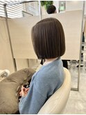 切りっぱなしボブ☆透明感くすみベージュ☆