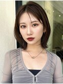 くびれbob前髪ピンクベージュインナーグレージュマチルダボブ