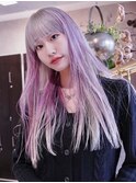 レイヤーカット×ピンクラベンダー×ホワイトカラー