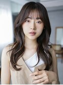 美髪韓国ヘア顔周りレイヤーロング_F0162