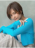 大人かわいい前髪セシルカットココアブラウンフリンジウェーブ