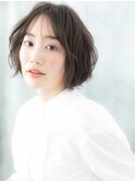ゆるふわパーマ小顔アースカラーマッシュボブb天王台