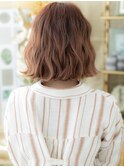 ■ミルクティーピンクくせ毛風ボブパーマ512-2★戸頭20代30代