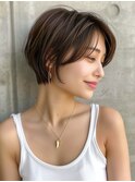 ショートカット/小顔ショート/センターパート/大人ショート
