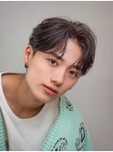 韓国ヘアニュアンスコンマバングセンターパートフェザーパーマ
