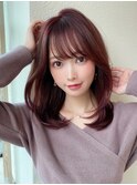 ミディアムウルフ/ひし形シルエット/ひし形ボブ/ワンカールボブ