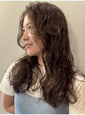 癖毛風パーマロングレイヤーグレージュカラー/木梨健太