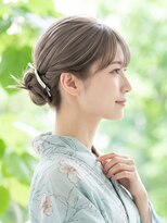 と和 巣鴨 浴衣×韓国風カチモリシニヨン シアーグレージュ