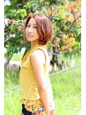 大人かわいい　小顔ボブ　明るめの白髪染め　３０代４０代５０代