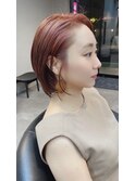 垢抜けヘア大人かわいい耳掛けボブルフ小顔カットピンクベージュ