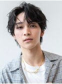 ツイストパーマ七三オールバックマッシュウルフスリークショート