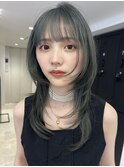 レイヤーカットブルージュ.Nuage'表参道.くびれヘアダブルカラー