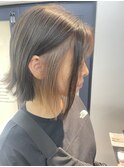 切りっぱなしボブ/インナーカラー