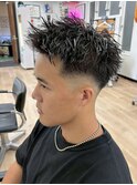 横浜アップバングスパイキーショートビジネスヘアフェード40代◆