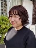 ミニボブ/ボブパーマ/ニュアンスパーマ/ボルドー/20代/30代
