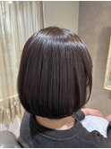 【縮毛矯正をデザインに】地毛風ダークグレージュ×柔らか艶ボブ