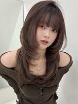 アイトーキョーエス 渋谷(AI TOKYO S)&nbsp;ブリーチなしダブルカラーハッシュカットヘーゼルブラウン透明感