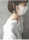 コンパクトボブ×オリーブグレージュ
