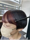 インナーカラー　フルカラー　艶髪　コーラルピンク