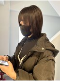 大平/顔まわりレイヤーカットミディアム暗髪グレージュ外ハネ