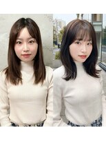 ノラ ヘアーサロン(NORA HAIR SALON)&nbsp;ナチュラル小顔前髪あり後れ毛サイドバング結べるボブくびれヘア