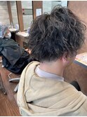 メンズ ツイストスパイラル×黒髪短髪マッシュ/パーマ