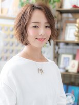 カバーヘア ブリス 上尾西口店(COVER HAIR bliss) アシンメトリーオレンジカラー前下がりボブc5上尾20代30代40代