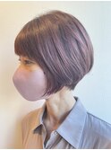 ショートボブ×赤茶