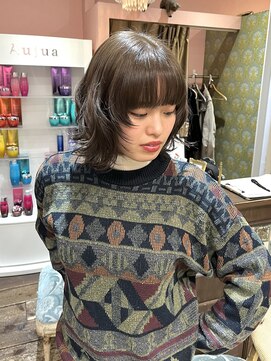 ロチカバイドールヘアー 心斎橋(Rotika by Doll hair) 顔周りレイヤー×オリーブグレージュ