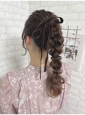 編み下ろしポニーテール