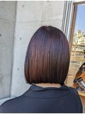 秋カラー。20代30代かわいい切りっぱなしボブ