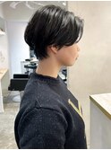 ハンサムショート/黒髪/小顔/オリーブグレー/ショートカット