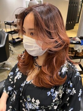 メリー オオサカ(Merly Osaka) オシャレ可愛いの最先端_オレンジブラウンなバレイヤージュ_