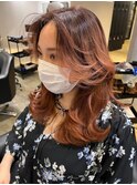 オシャレ可愛いの最先端_オレンジブラウンなバレイヤージュ_