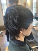 ウルフヘアのゆるふわパーマ