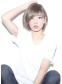 30代40代50代斜めバング/抜け感ショートボブ/アッシュグレージュ
