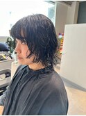 黒髪パーマ/ウルフパーマ/ウルフカット/ハッシュカット