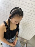 コーンロウ　エクステあり　全頭　6本　+ブレイズ