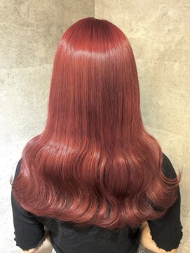 キャラ シャローネ 池袋(Chara Chalone) ワインレッドの波ウェーブ仕上げ【岸雄一】